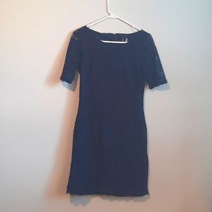 Navy blue floral lace Dana Buchman dress.  Size small.